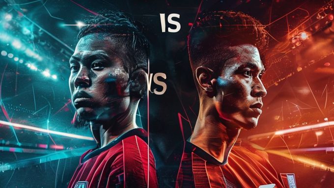 Pemain sepak bola Indonesia beraksi di lapangan